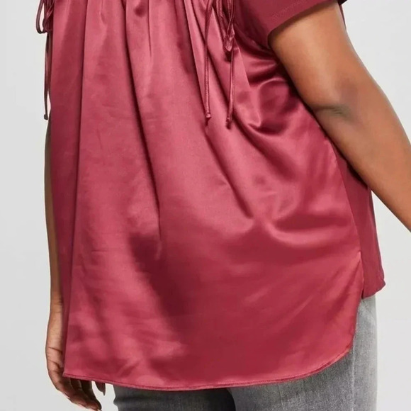 Ava & Viv Ruched Back V-Neck Top 4X New - Picture 3 of 8